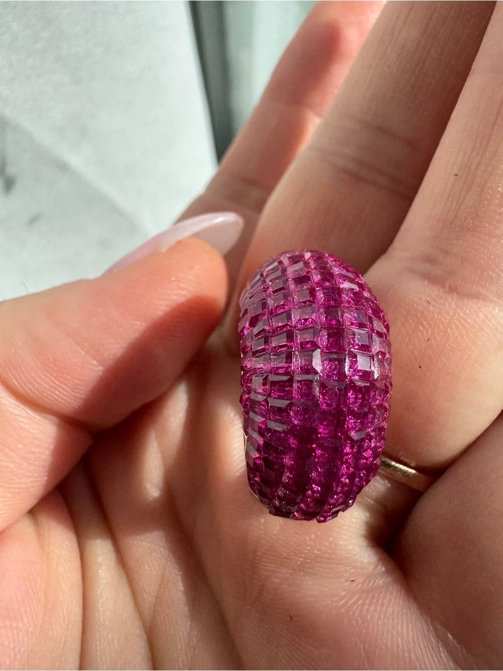 Stunning lab created domed ruby ring set in Sterling silver - Picture 14 of 15